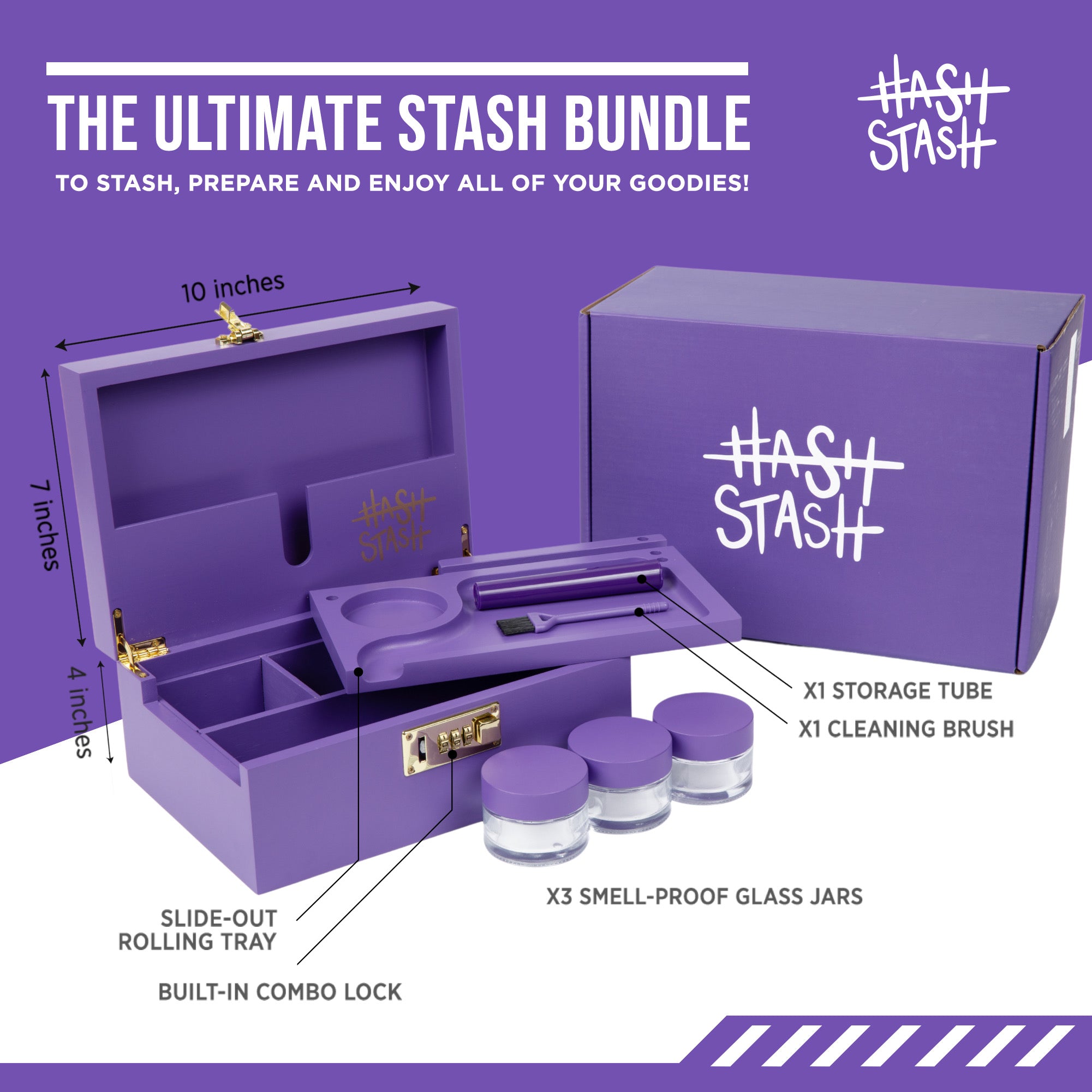 HashStash - Stash Box with Combo Lock & Accessories - Grinder, 2
