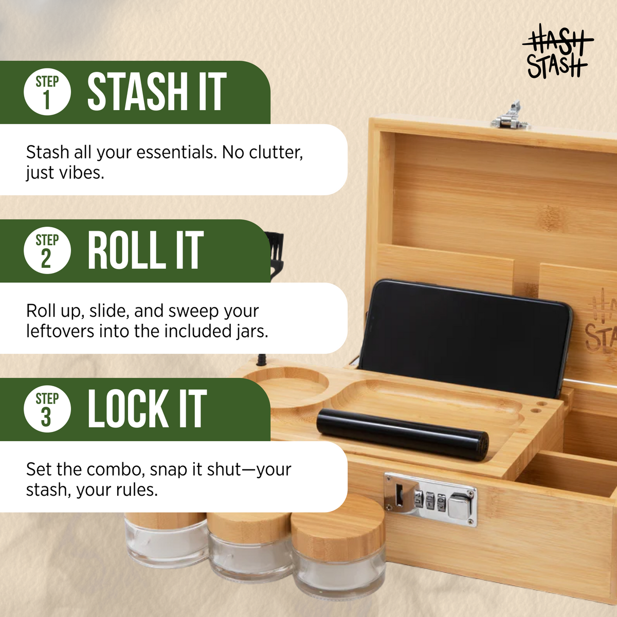 The OG Stash Box | Lockable Stash Box with Rolling Tray | HashStash