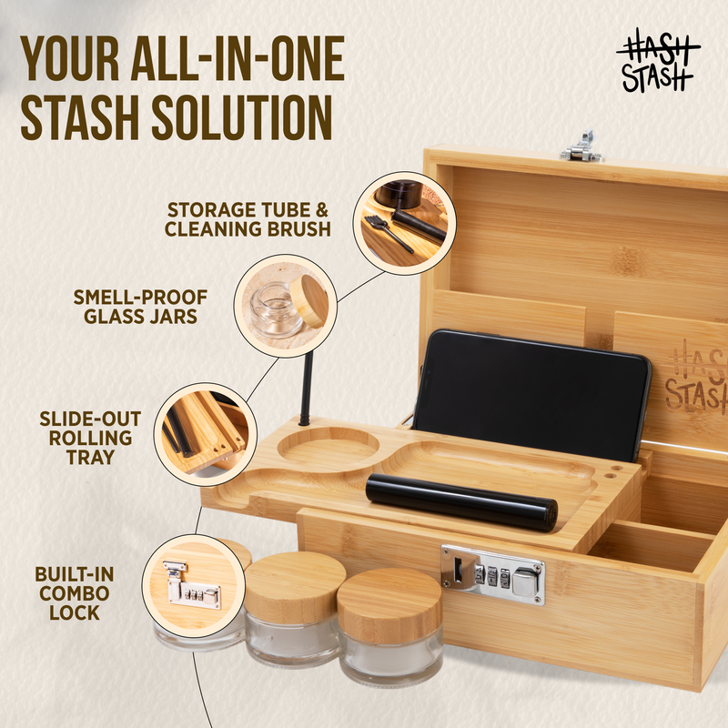 The OG Stash Box | Lockable Stash Box with Rolling Tray | HashStash